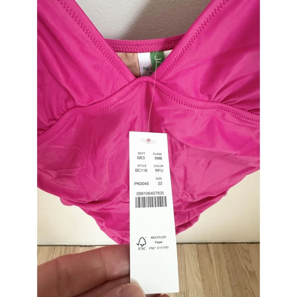 J Crew One Piece Swimsuit V Neck Ruched Pink Size 22‎